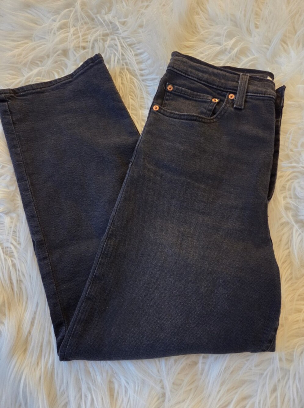 Levi's Dark Charcoal Button Fly Ribcage Straight Leg Jeans - Picture 5 of 6
